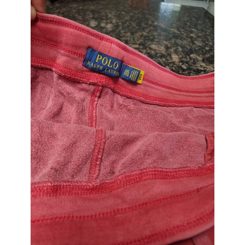 Polo Ralph Lauren Mens XXL Red Floral Graphic Fleece Sweat Shorts Drawstring